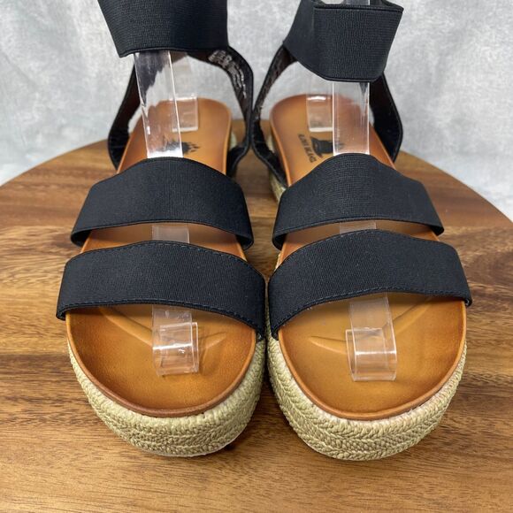 Aloha Island Shoes Womens 9M Black Stretch Slip On Sandal Espadrille Laguna - Picture 2 of 16